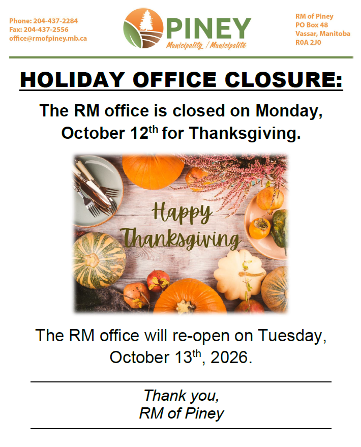 The RM office will be closed on October 12th for Thanksgiving!
