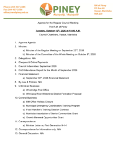 Agenda for Regular Meeting 2026-10-13