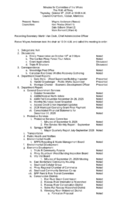 Minutes for Committee of the Whole 2026-10-08